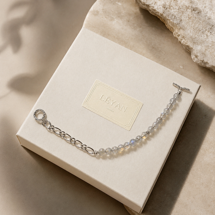 Grey Moonstone Toggle Chain Unisex Bracelet