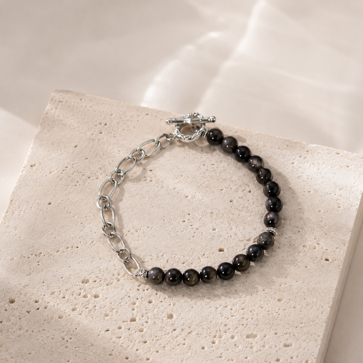 Obsidian Unisex Toggle Chain Bracelet