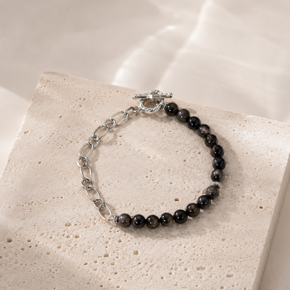 Obsidian Unisex Toggle Chain Bracelet