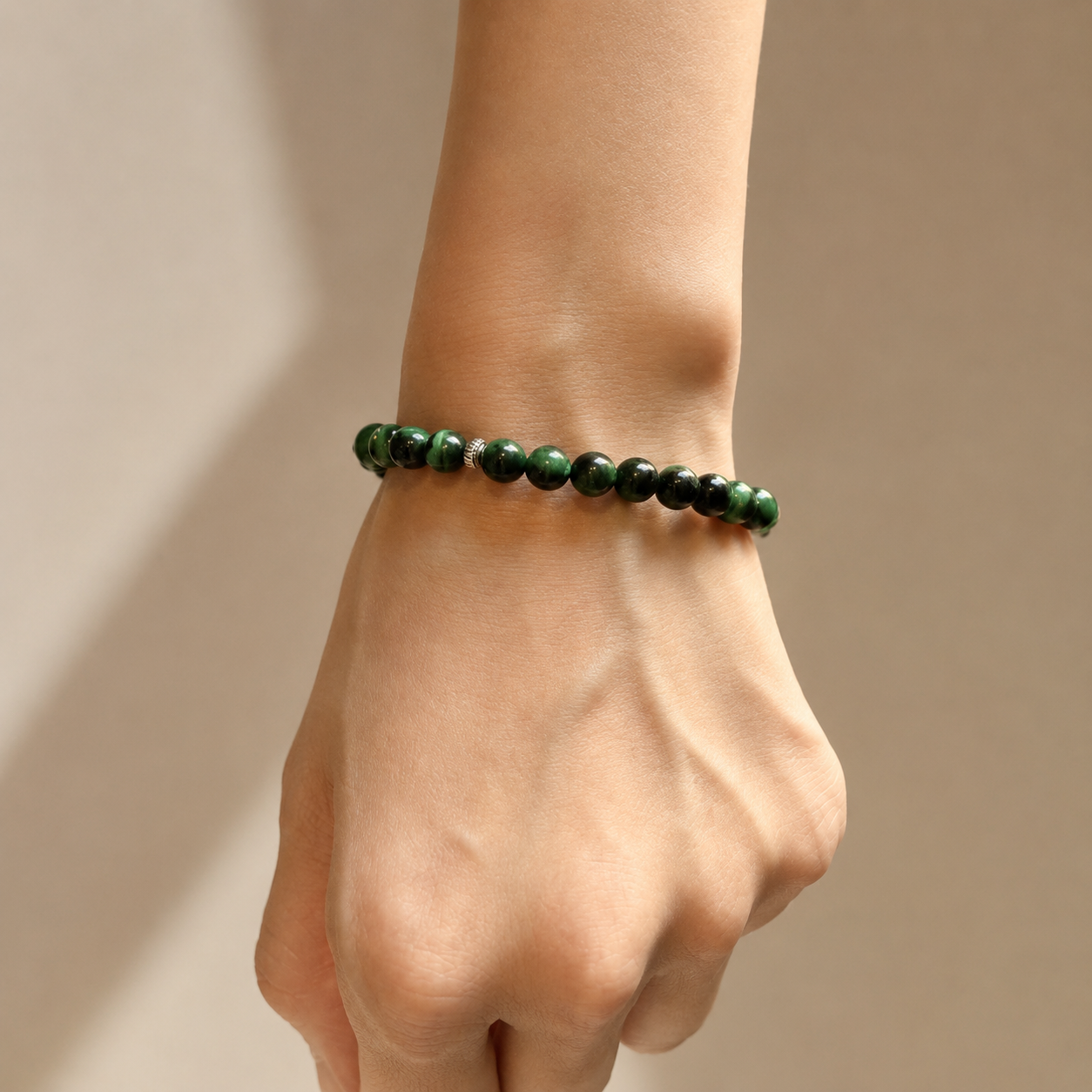 Green Tiger Eye Toggle Chain Unisex Bracelet