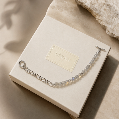 Grey Moonstone Toggle Chain Unisex Bracelet