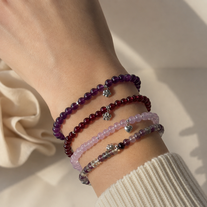 Fluorite Beaded Bracelet Purple-tone