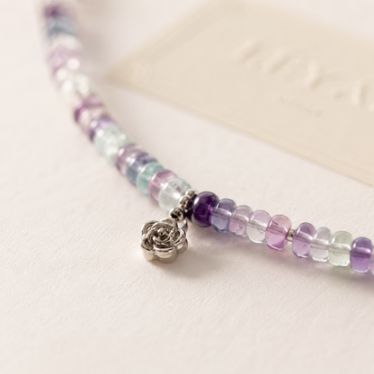 Fluorite Beaded Bracelet Purple-tone