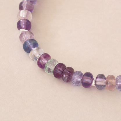 Fluorite Beaded Bracelet Purple-tone