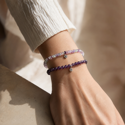 Fluorite Beaded Bracelet Purple-tone