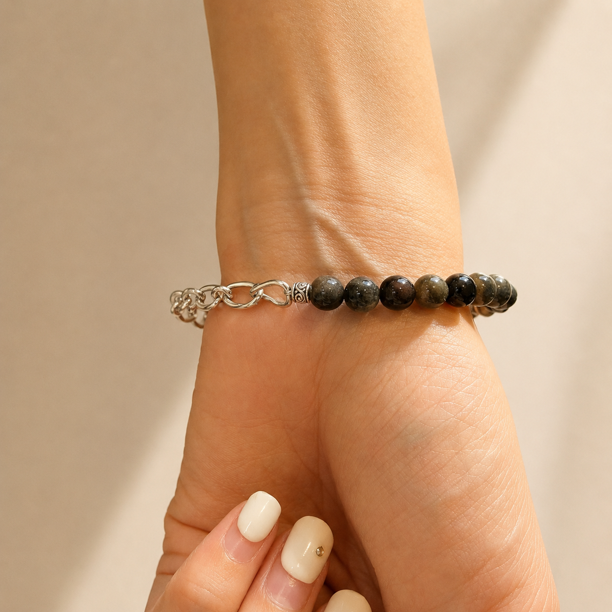 Obsidian Unisex Toggle Chain Bracelet
