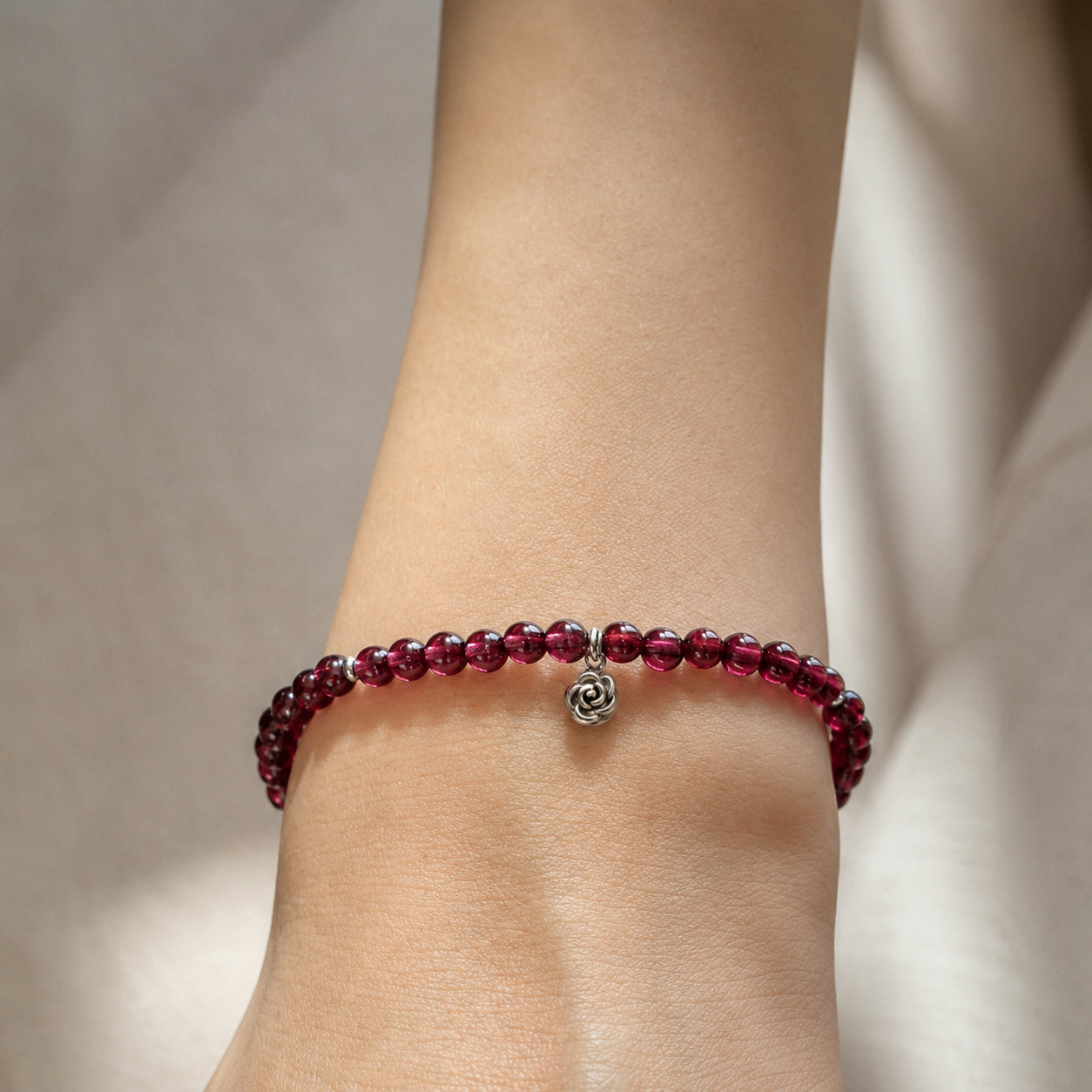 Garnet Beaded Bracelet