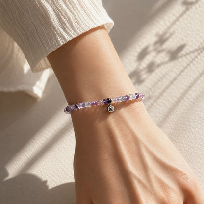 Fluorite Beaded Bracelet Purple-tone