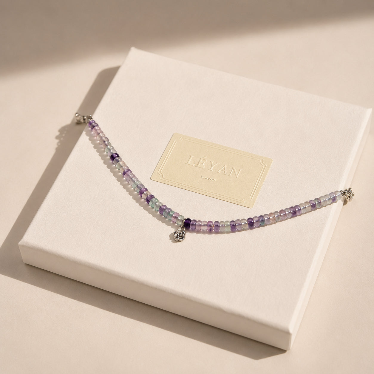 Fluorite Beaded Bracelet Purple-tone