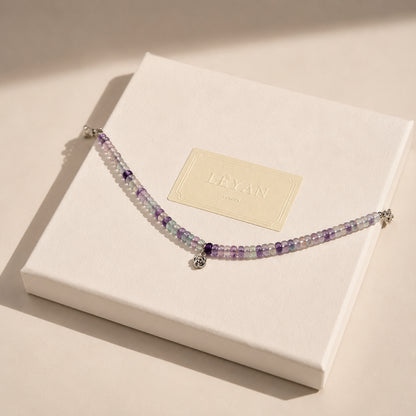 Fluorite Beaded Bracelet Purple-tone