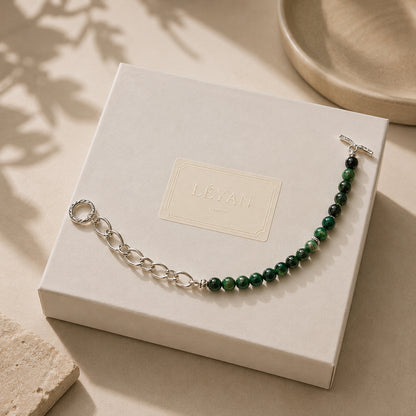 Green Tiger Eye Toggle Chain Unisex Bracelet